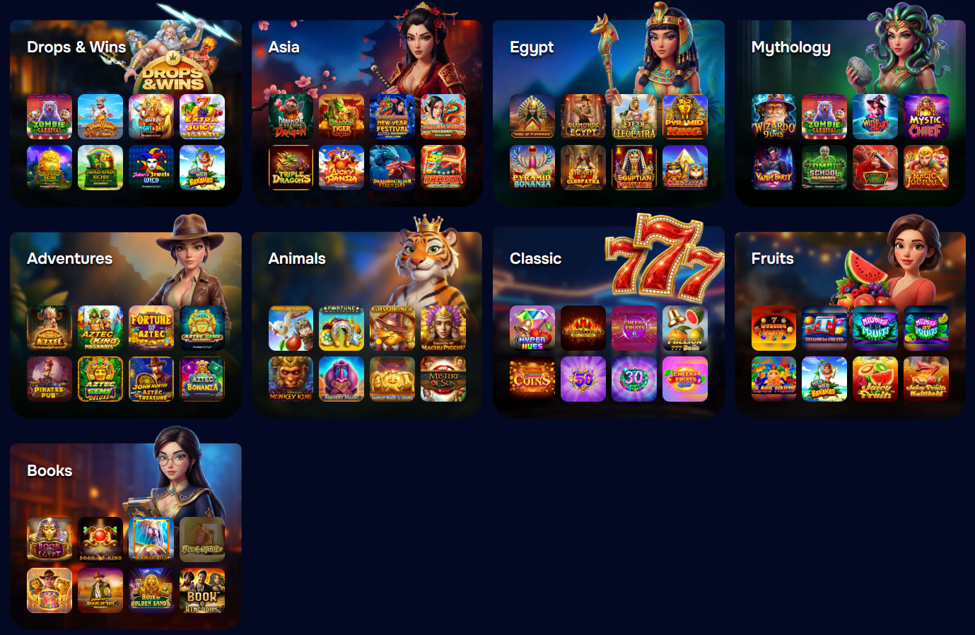 Online casino slots themed categories gods egypt mythology Wizardo.
